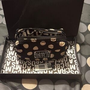 Marc by Marc Jacobs Black and Cream Polka Dot Zip Coin Pouch